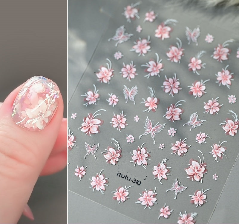Camellia 5d Relief Nail Sticker Stereo Ornament