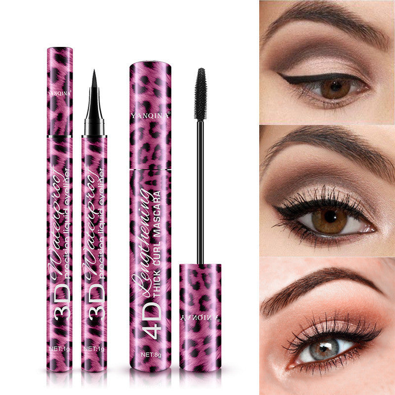 Red Leopard Eyeliner and Mascara Set - Complete Eye Makeup Kit | Long-Lasting