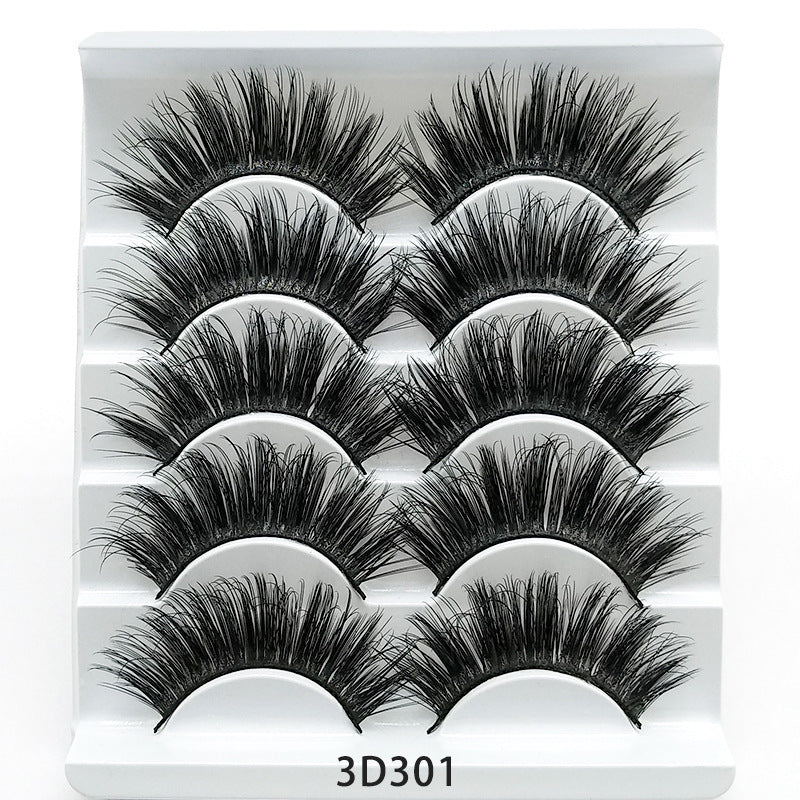 Cotton Band False Eyelashes - 5 Pairs 3D Natural Cross Lashes | Soft & Comfortable