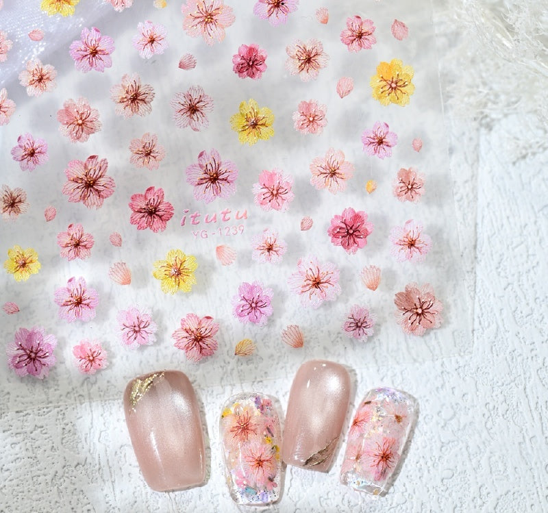 Camellia 5d Relief Nail Sticker Stereo Ornament