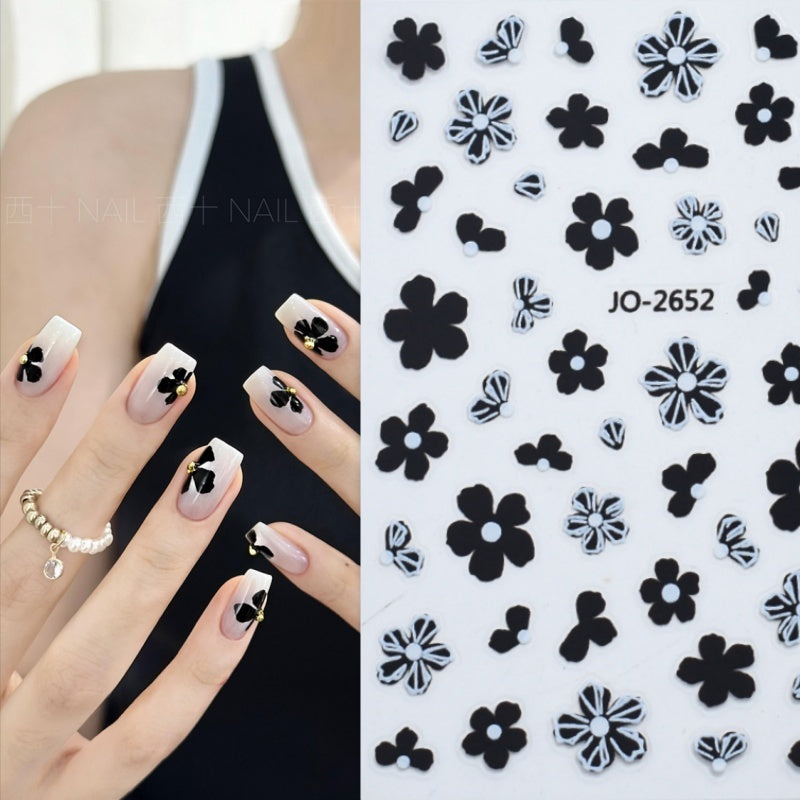 Camellia 5d Relief Nail Sticker Stereo Ornament