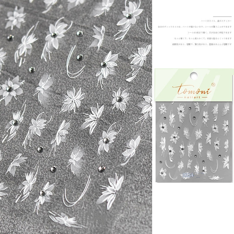 Camellia 5d Relief Nail Sticker Stereo Ornament