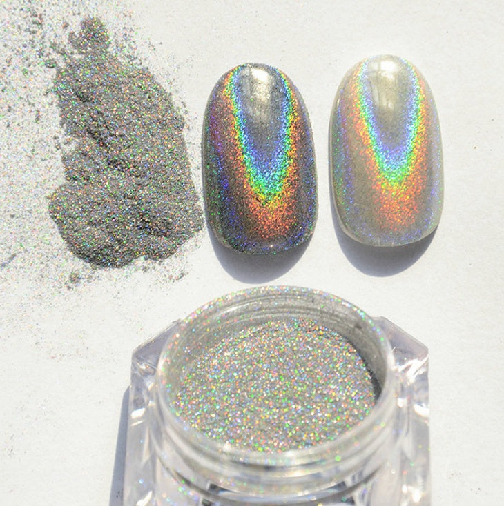 Rainbow Laser Mirror Powder - Holographic Chrome Nail Pigment | Professional Mirror Effect