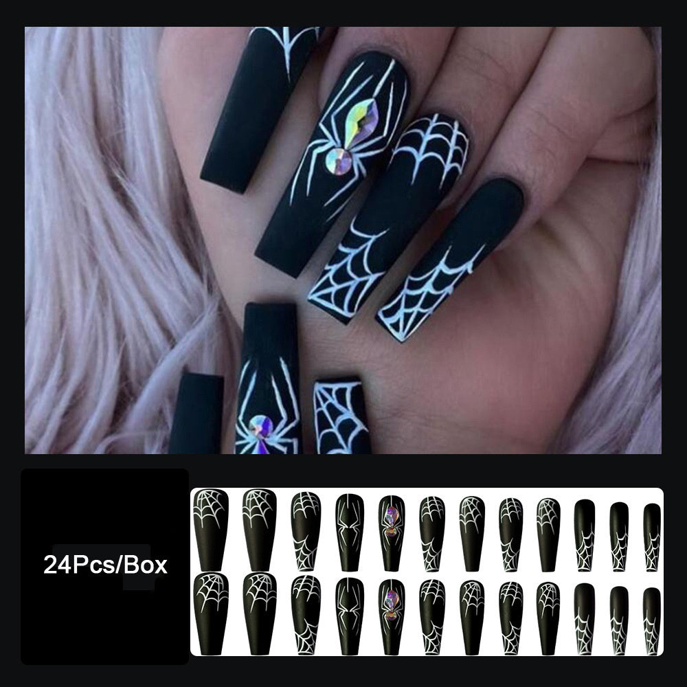 Halloween Spider Press On Nails - Dark Gothic Design 24pcs