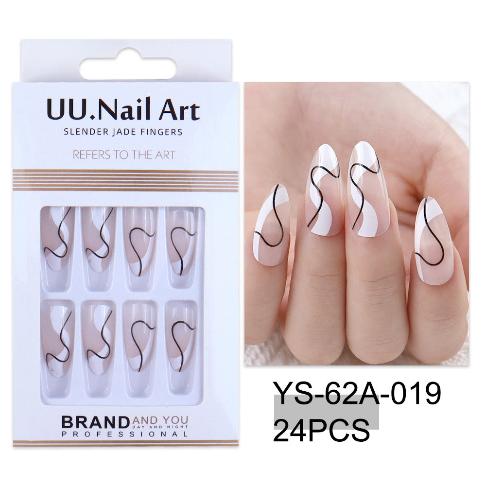 European Style Extended Press On Nails - 24 Pieces Long Fake Nails