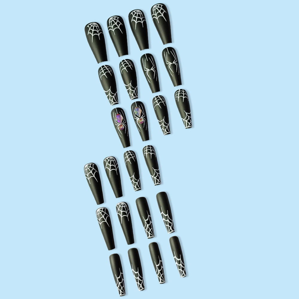 Halloween Spider Press On Nails - Dark Gothic Design 24pcs