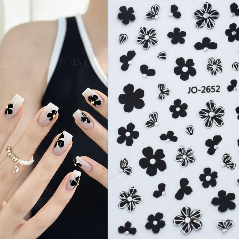 Camellia 5d Relief Nail Sticker Stereo Ornament