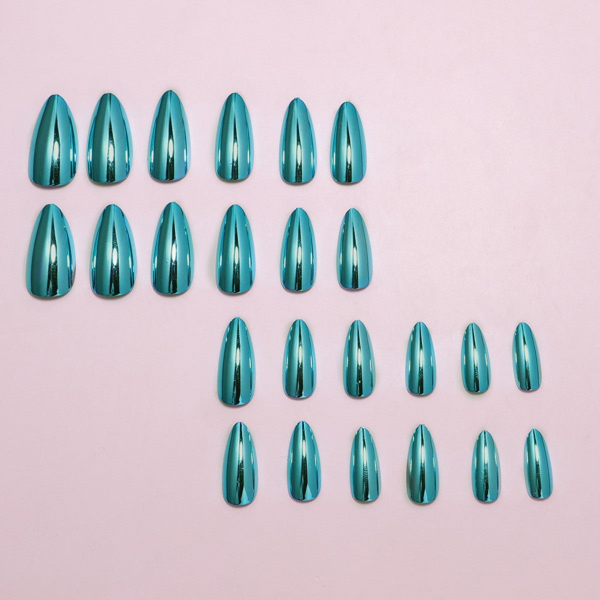 Electroplated Almond Press-On Nails - Luxury Chrome Mirror Finish | Reusable False Nail Tips