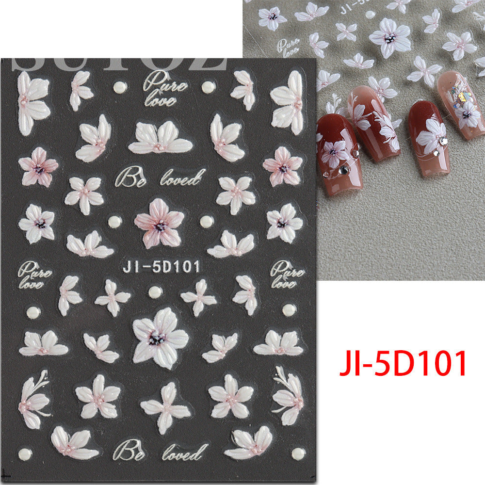 Camellia 5d Relief Nail Sticker Stereo Ornament