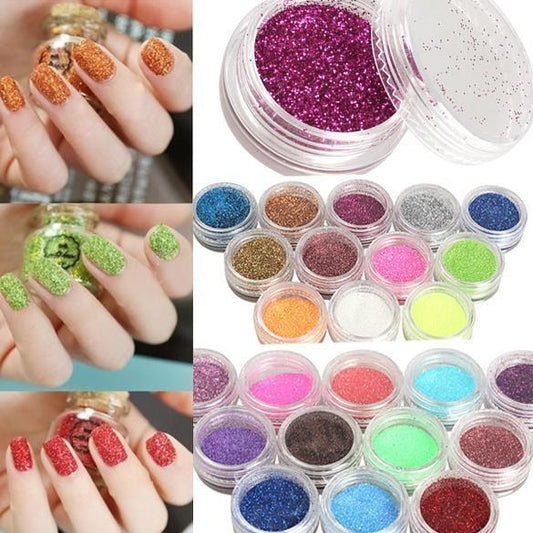 24 Color Nail Glitter Set - 3D Nail Art Decoration Kit | Complete Collection