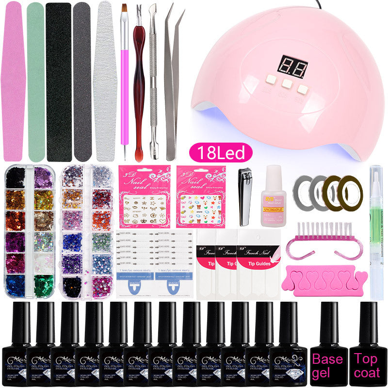 Complete Gel Nail Kit for Beginners - UV LED Lamp & 12 Color Gel Polish Set | Professional Home Manicure