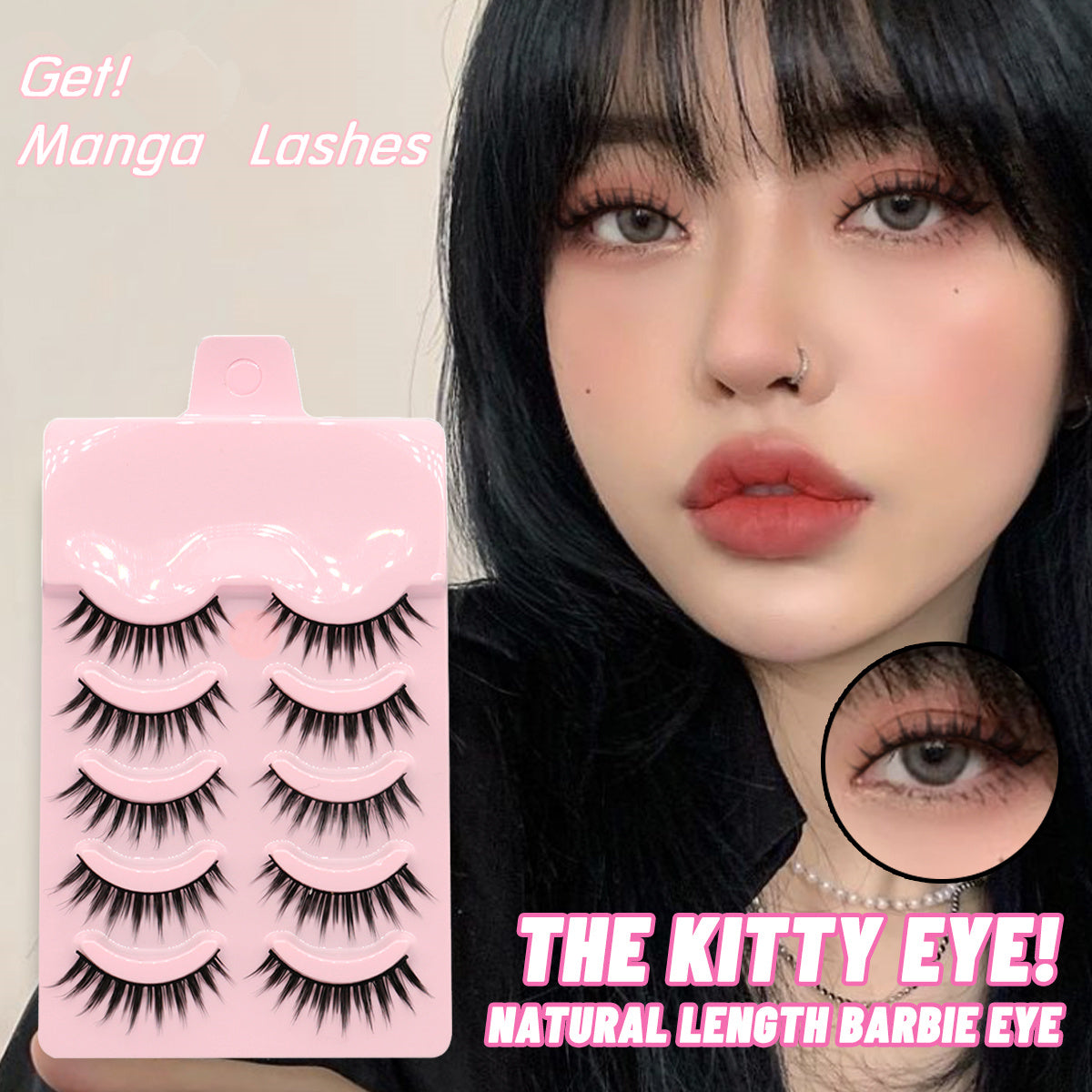 Natural False Eyelashes - 5 Pairs Manga Style Wispy Lashes | Korean Makeup