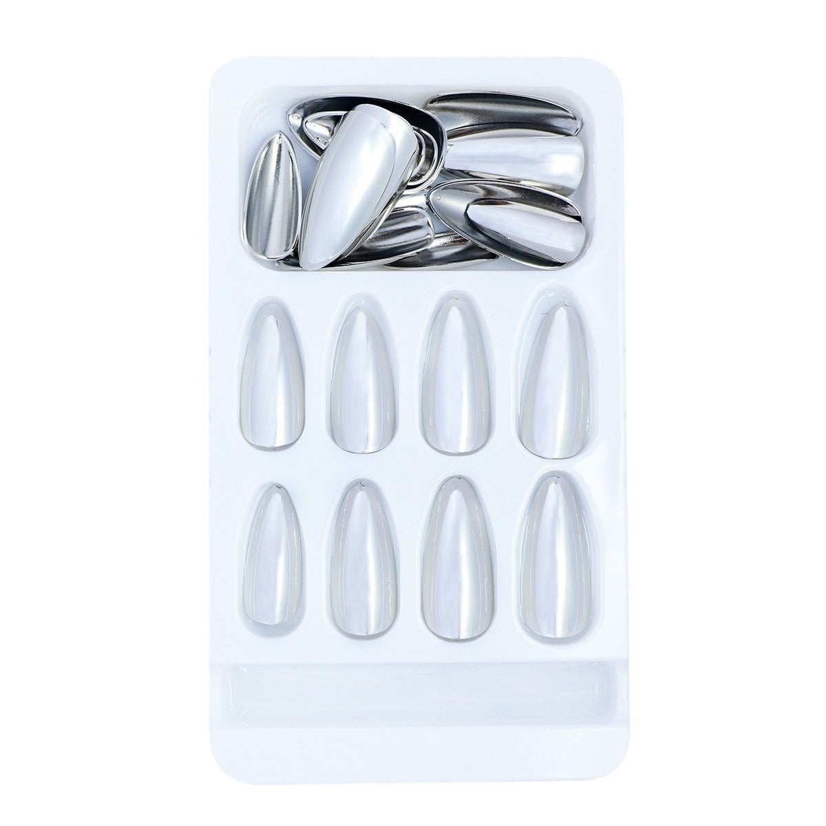 Electroplated Almond Press-On Nails - Luxury Chrome Mirror Finish | Reusable False Nail Tips
