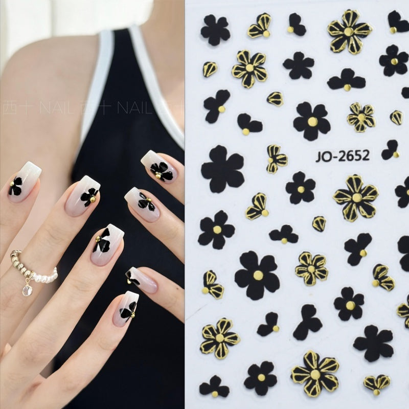 Camellia 5d Relief Nail Sticker Stereo Ornament