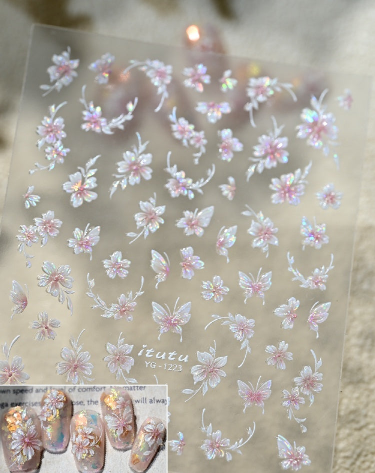 Camellia 5d Relief Nail Sticker Stereo Ornament