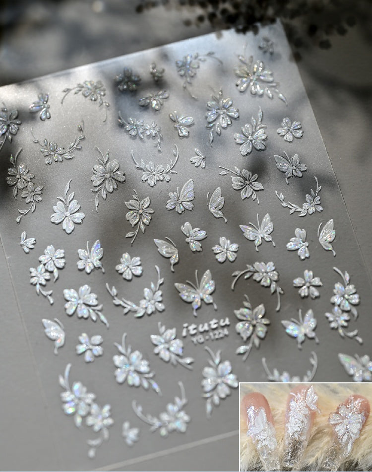 Camellia 5d Relief Nail Sticker Stereo Ornament