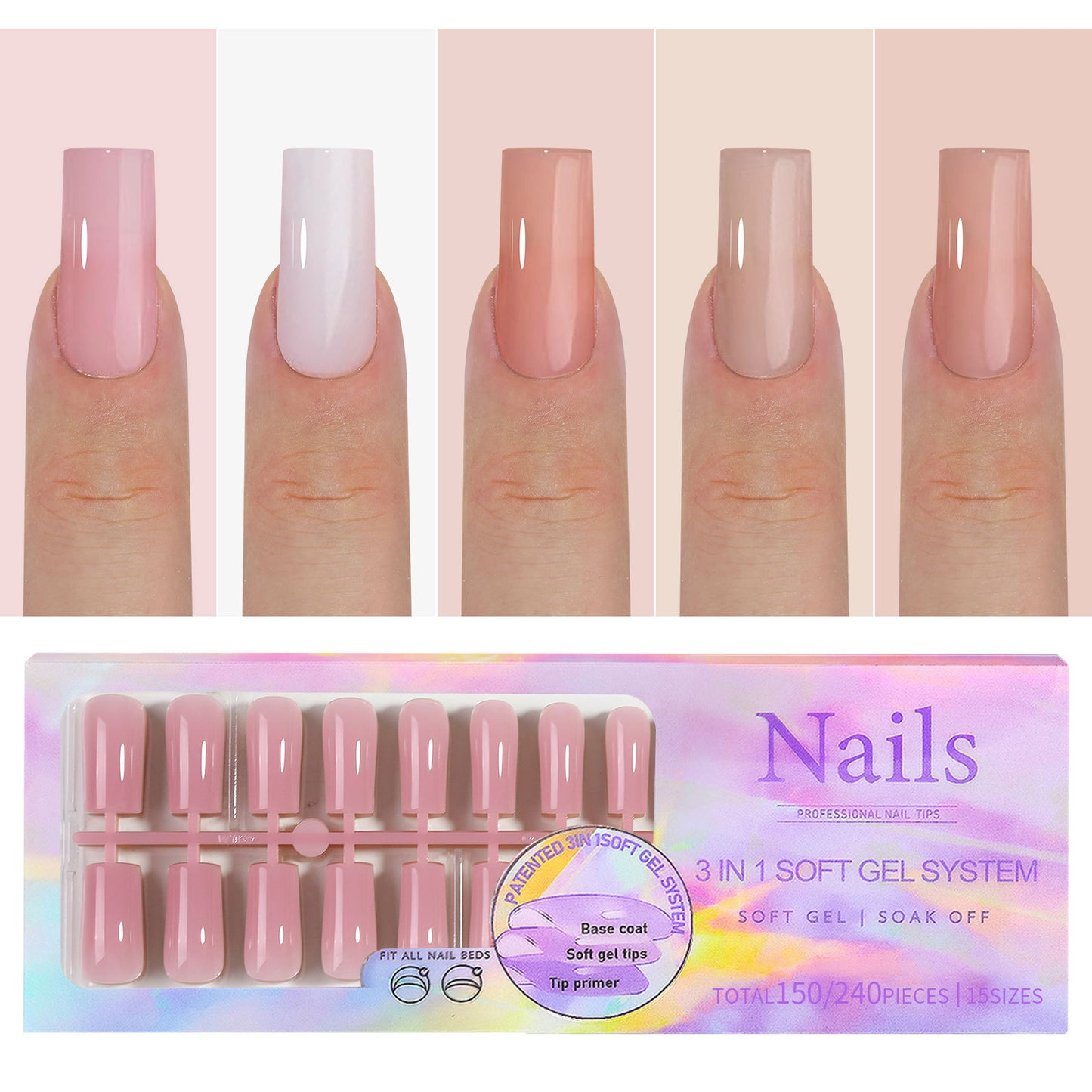 Nude Seamless Press-On Nails - Natural Wearable Armor Reusable Manicure