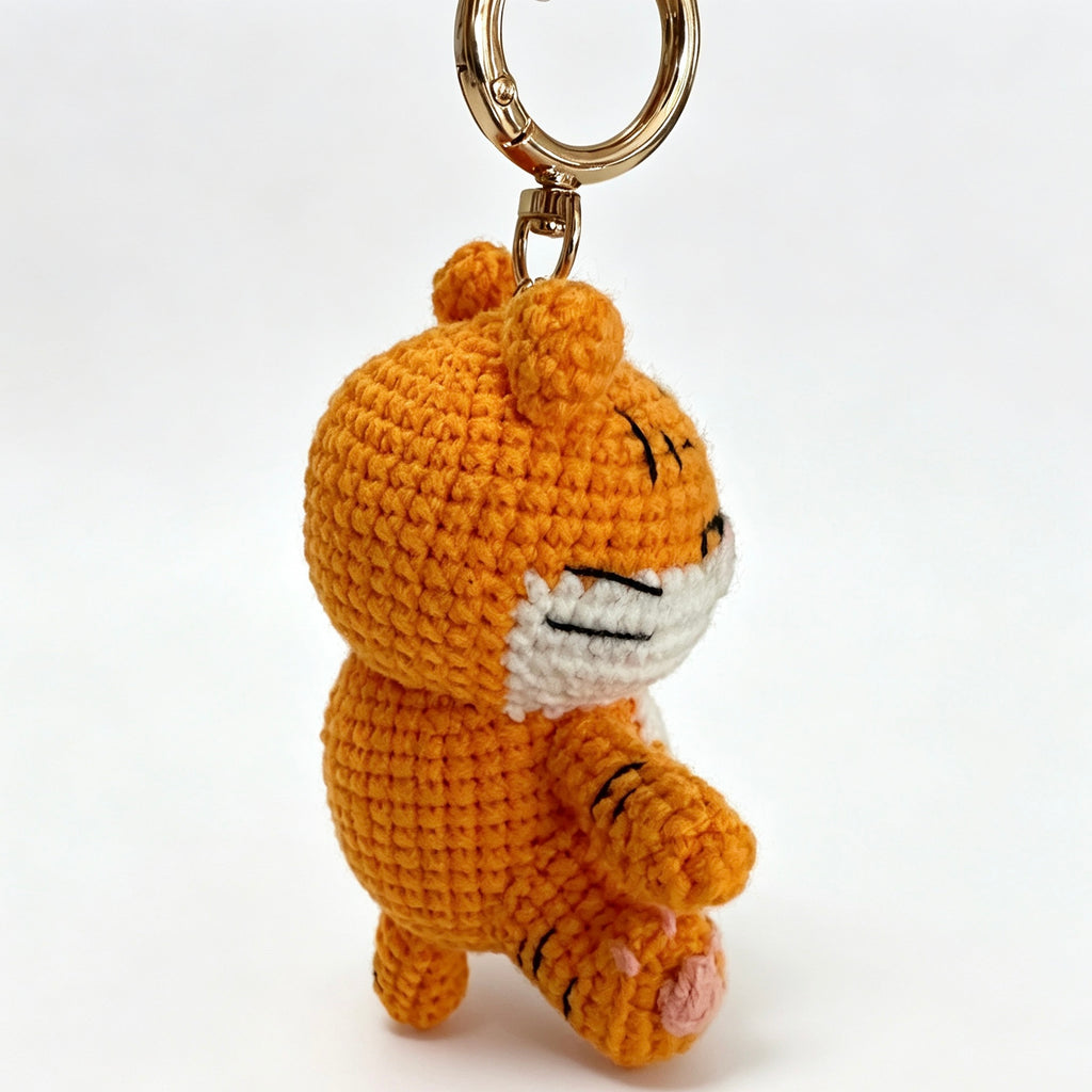 Handmade Crochet Tiger Doll Keychain | 10cm Plush Toy