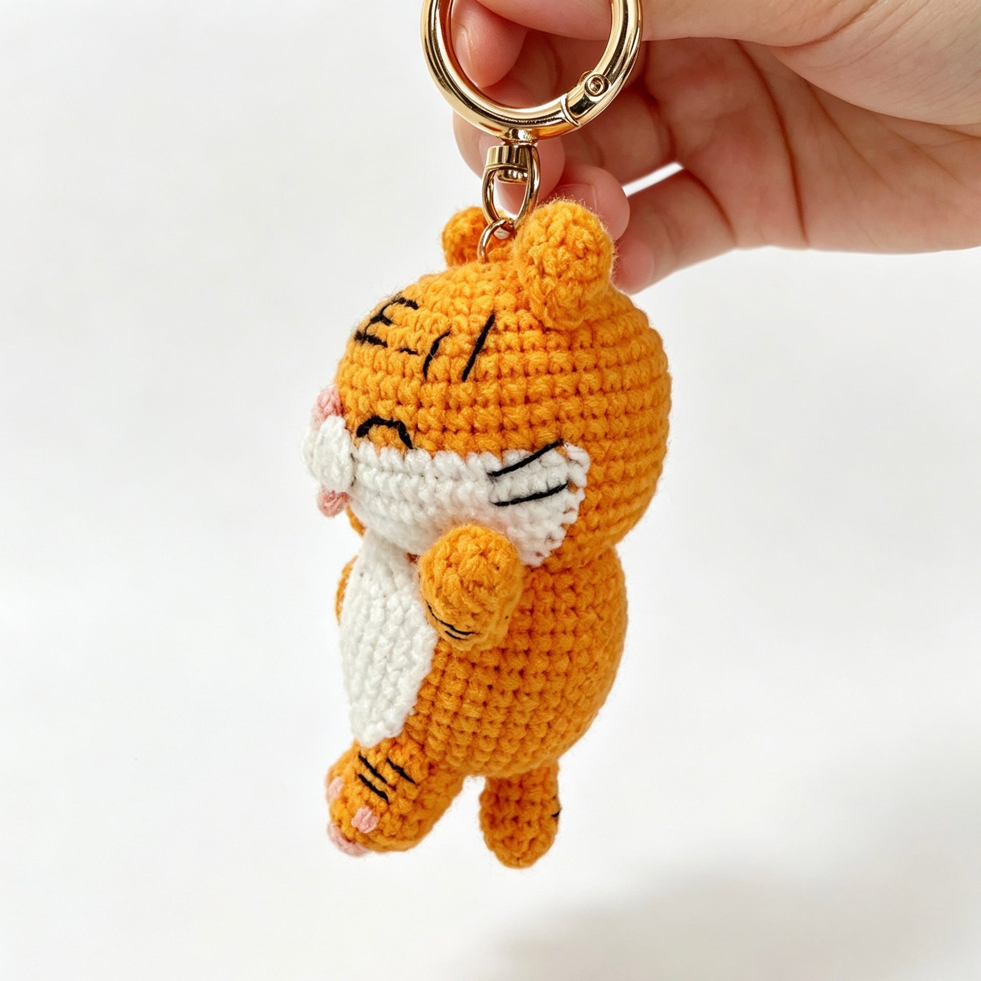 Handmade Crochet Tiger Doll Keychain | 10cm Plush Toy