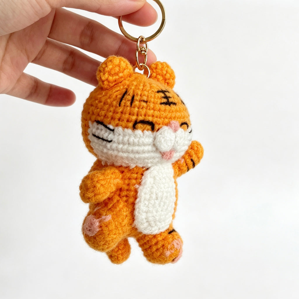 Handmade Crochet Tiger Doll Keychain | 10cm Plush Toy