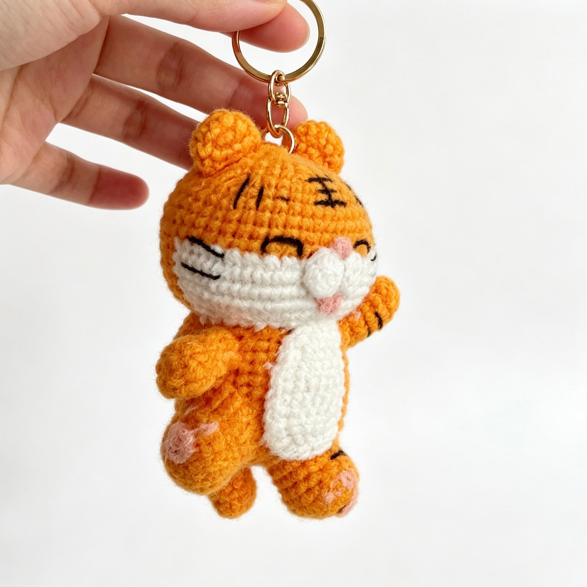 Handmade Crochet Tiger Doll Keychain | 10cm Plush Toy