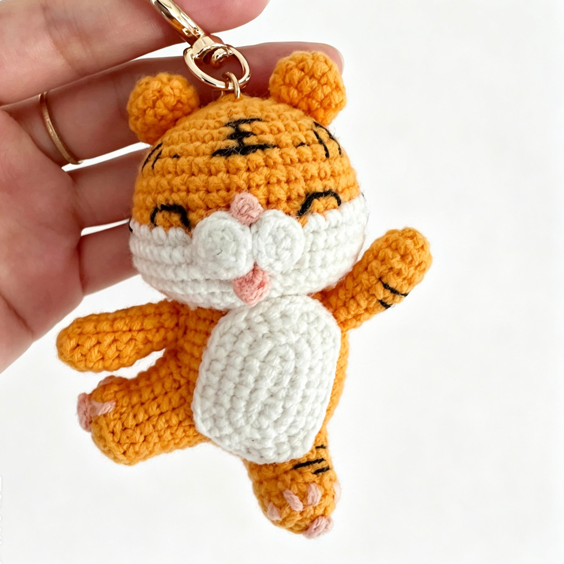Handmade Crochet Tiger Doll Keychain | 10cm Plush Toy