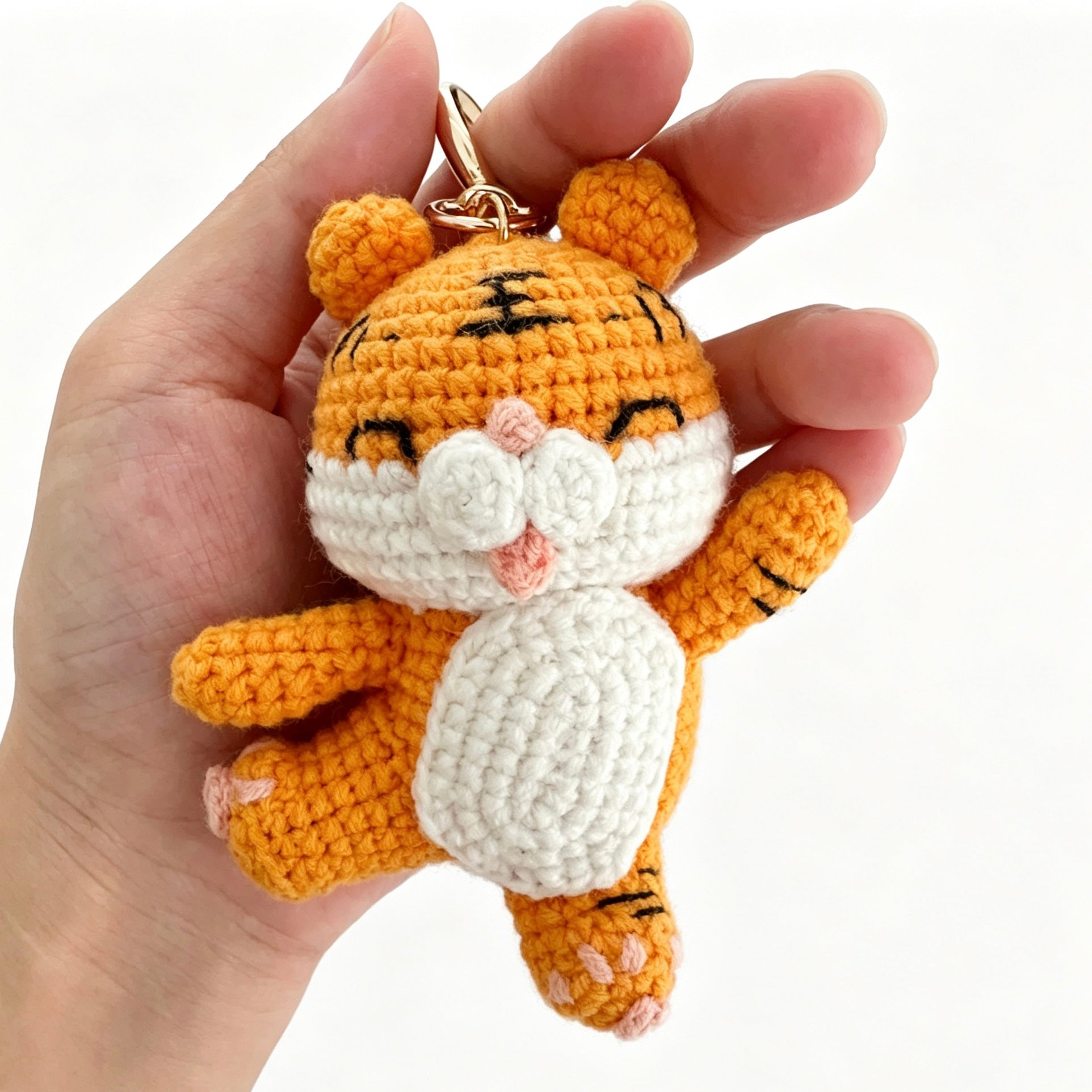 Handmade Crochet Tiger Doll Keychain | 10cm Plush Toy