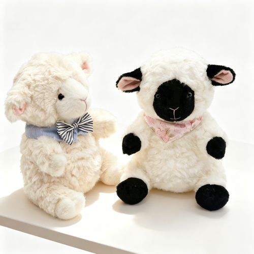 Black Sitting Lamb Plush Toy — Cute Stuffed Animal Doll