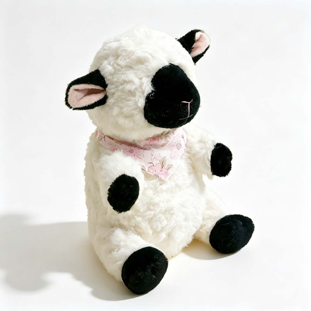 Black Sitting Lamb Plush Toy — Cute Stuffed Animal Doll
