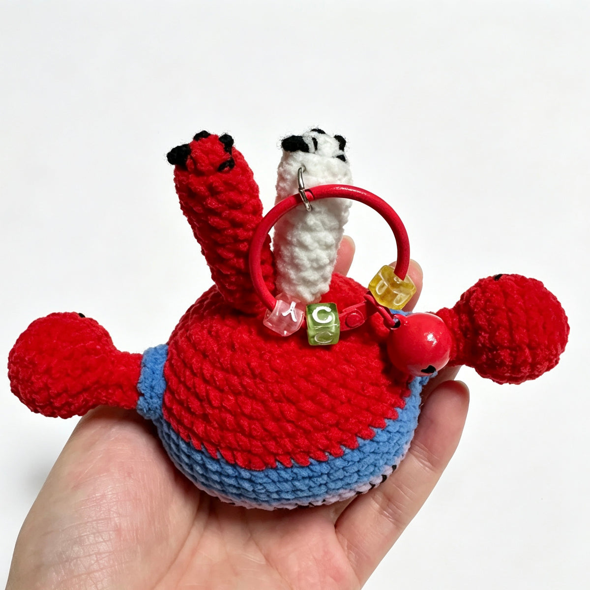 Grumpy Red Crab Boss Charm — Winking Crochet Keychain 🦀💼