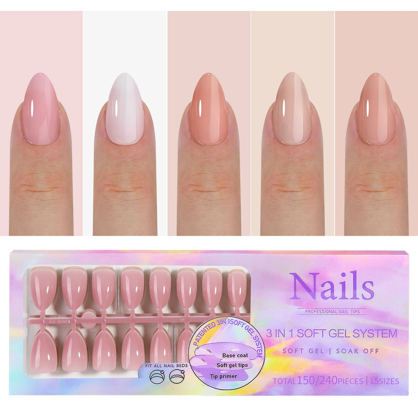 Nude Seamless Press-On Nails - Natural Wearable Armor Reusable Manicure