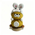 Handmade Crochet Hamster Plush – Bunny Hoodie & Gold Charm | 12cm Amigurumi