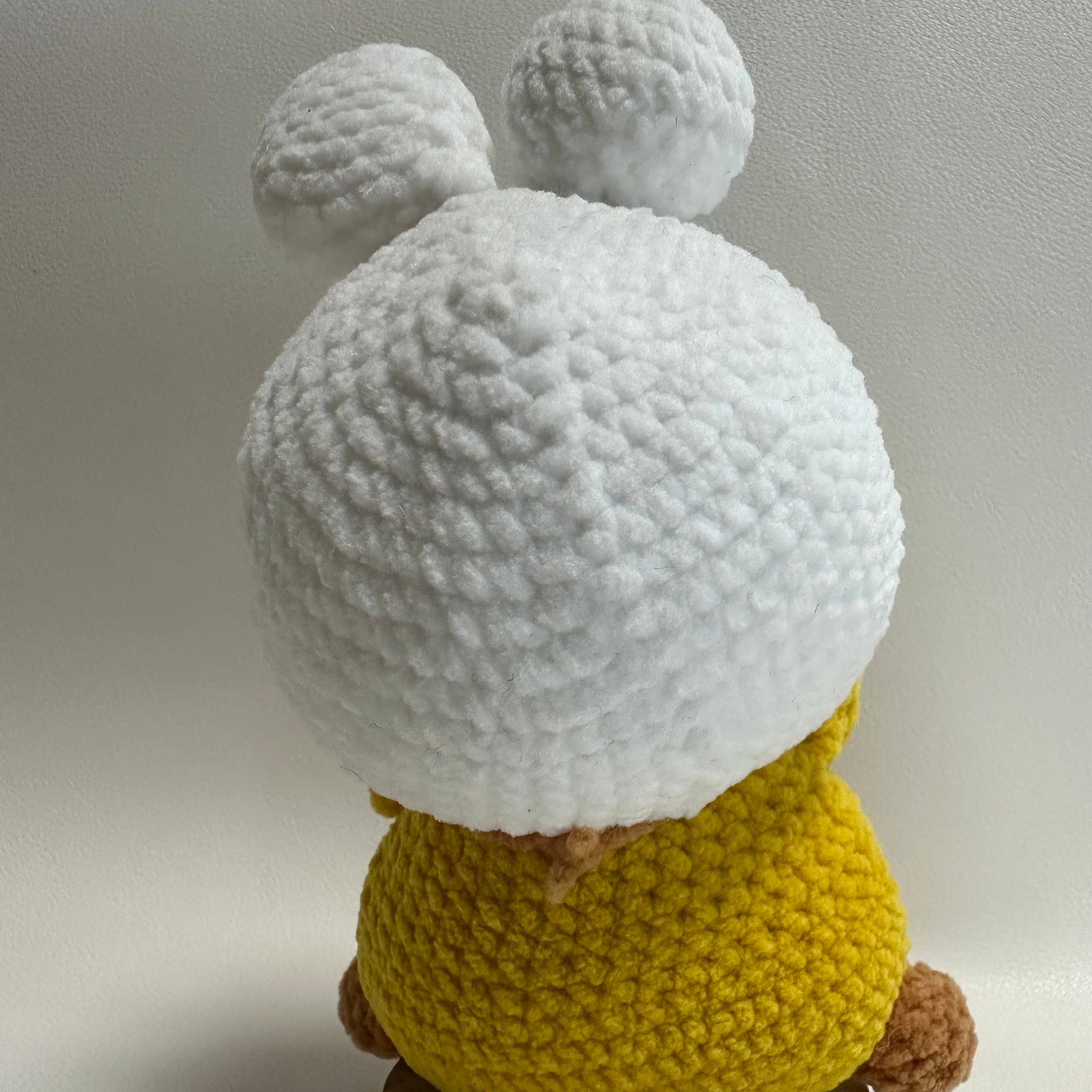 Handmade Crochet Hamster Plush – Bunny Hoodie & Gold Charm | 12cm Amigurumi