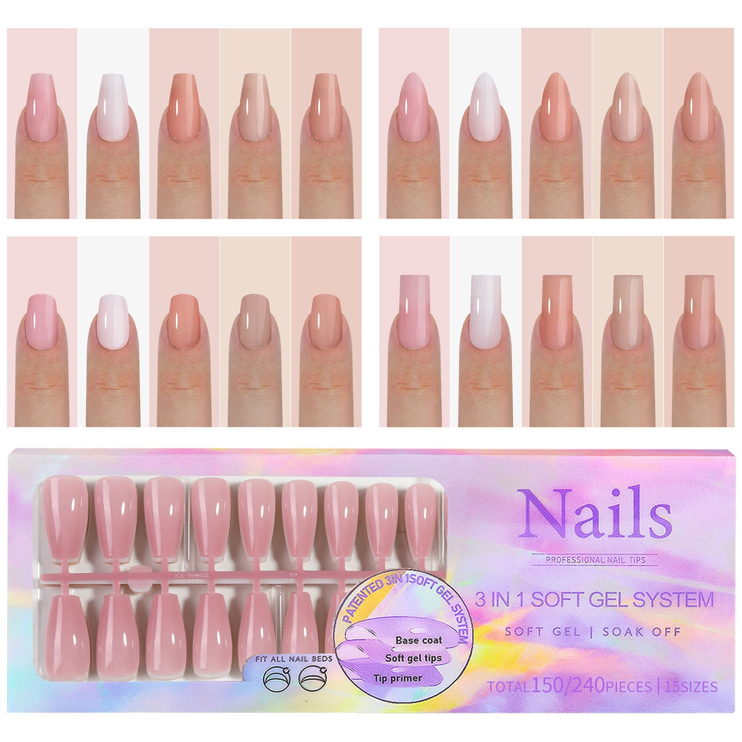 Nude Seamless Press-On Nails - Natural Wearable Armor Reusable Manicure