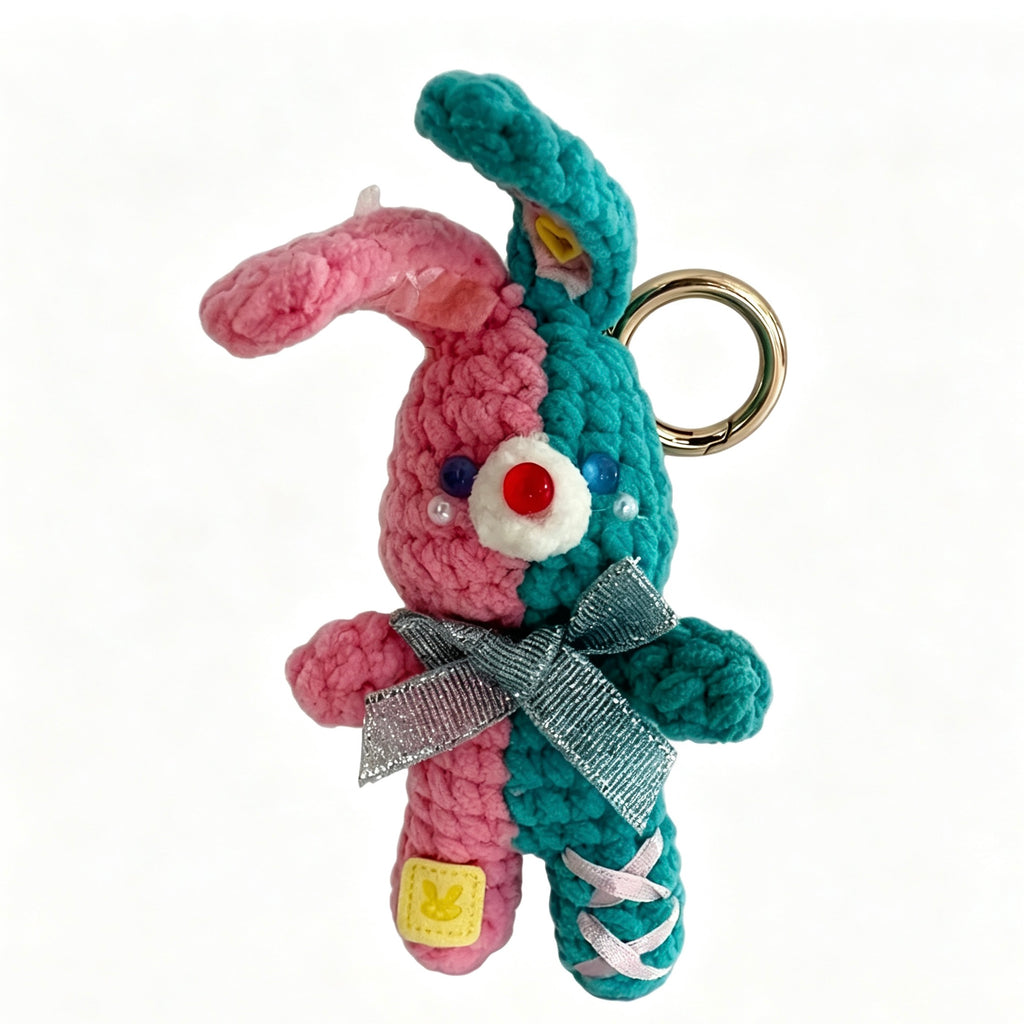 Handmade Crochet Bunny Companion Keychain | Dual-Color Plush Doll