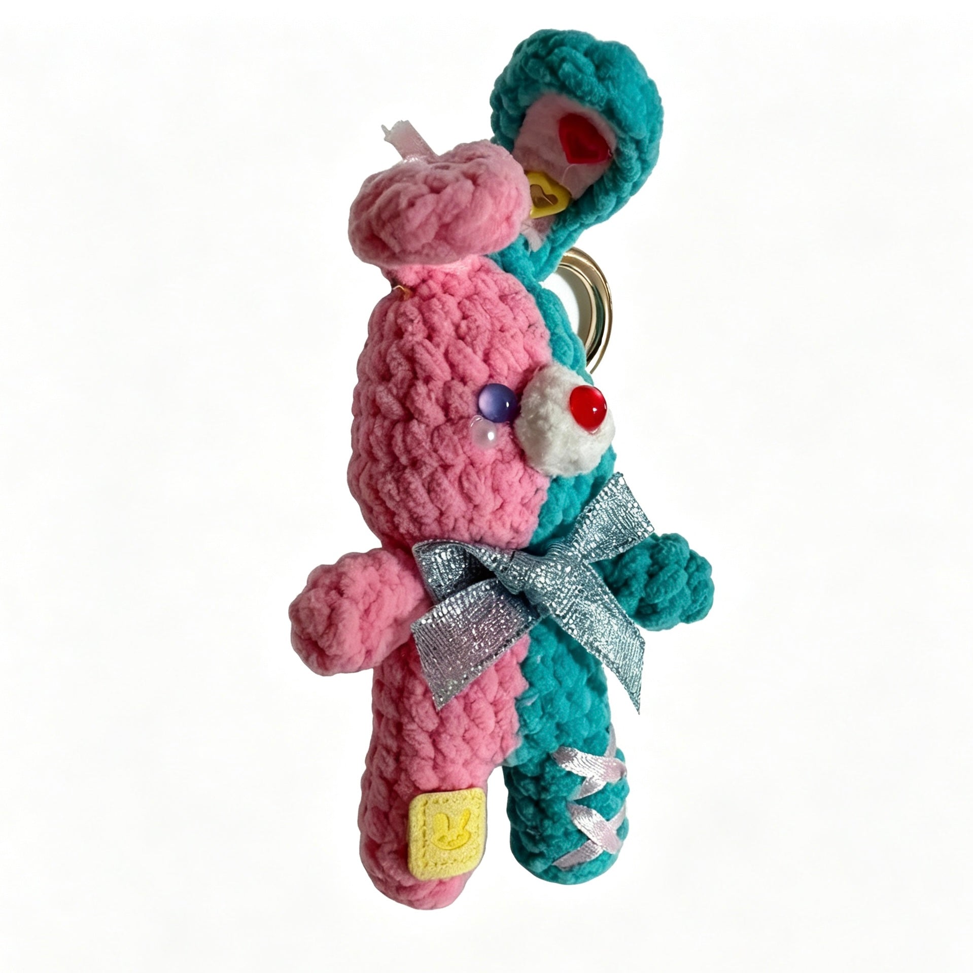 Handmade Crochet Bunny Companion Keychain | Dual-Color Plush Doll