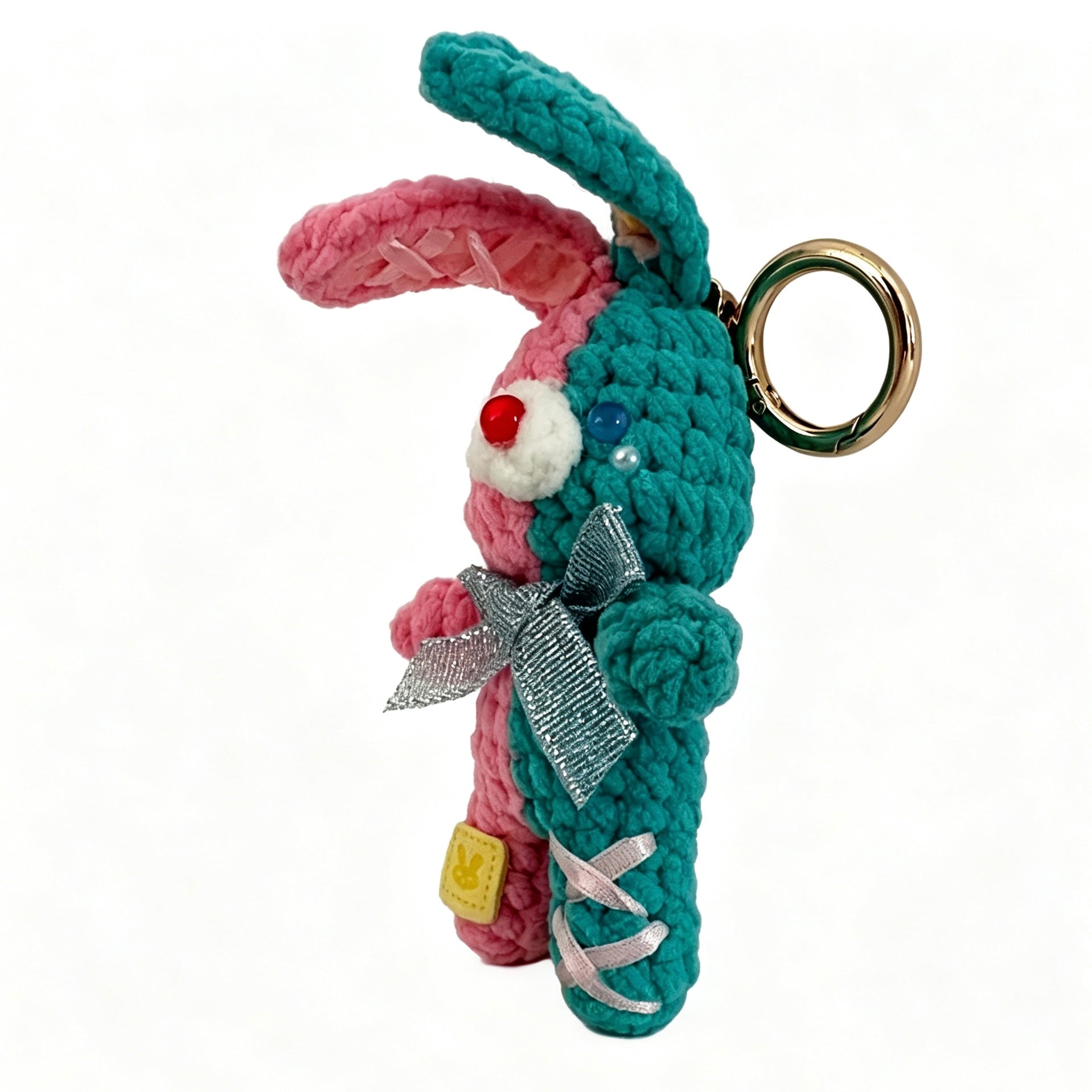 Handmade Crochet Bunny Companion Keychain | Dual-Color Plush Doll