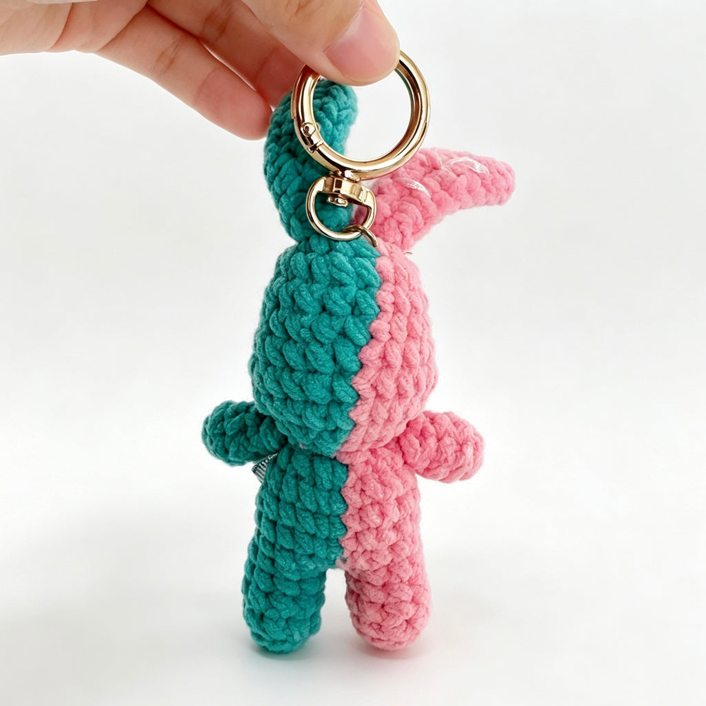 Handmade Crochet Bunny Companion Keychain | Dual-Color Plush Doll