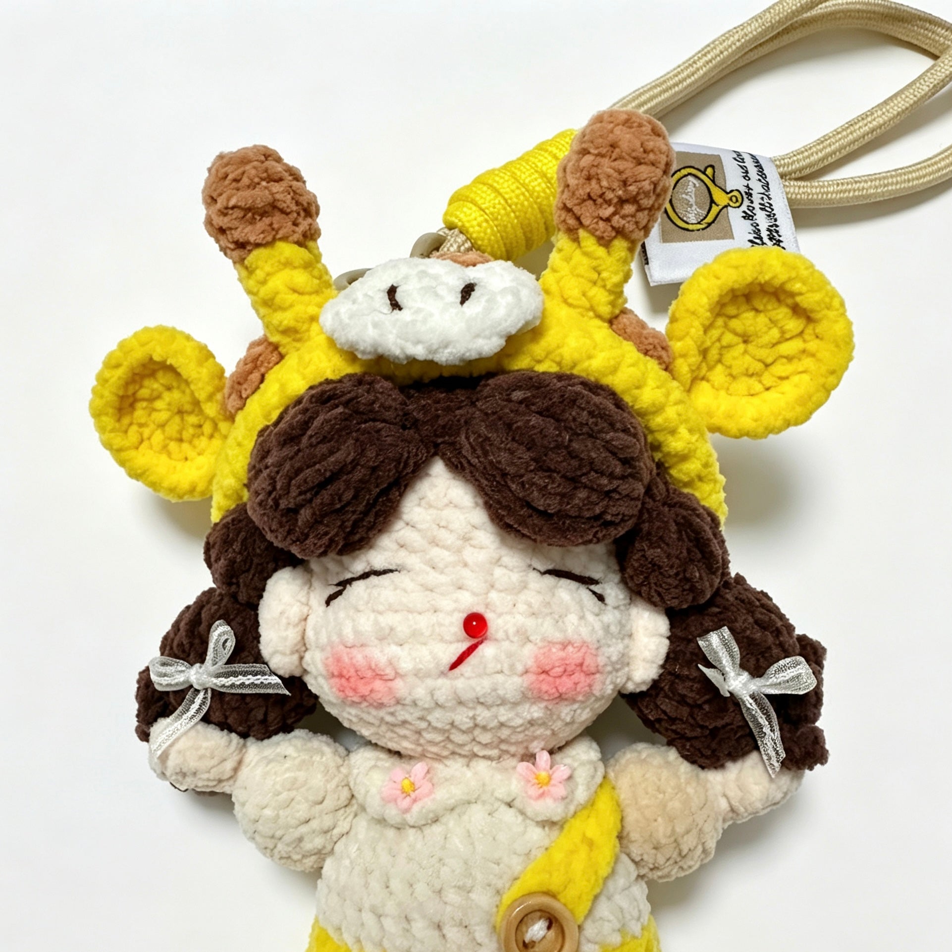 Deer Girl Amigurumi Charm — Handmade Crochet Keychain Doll