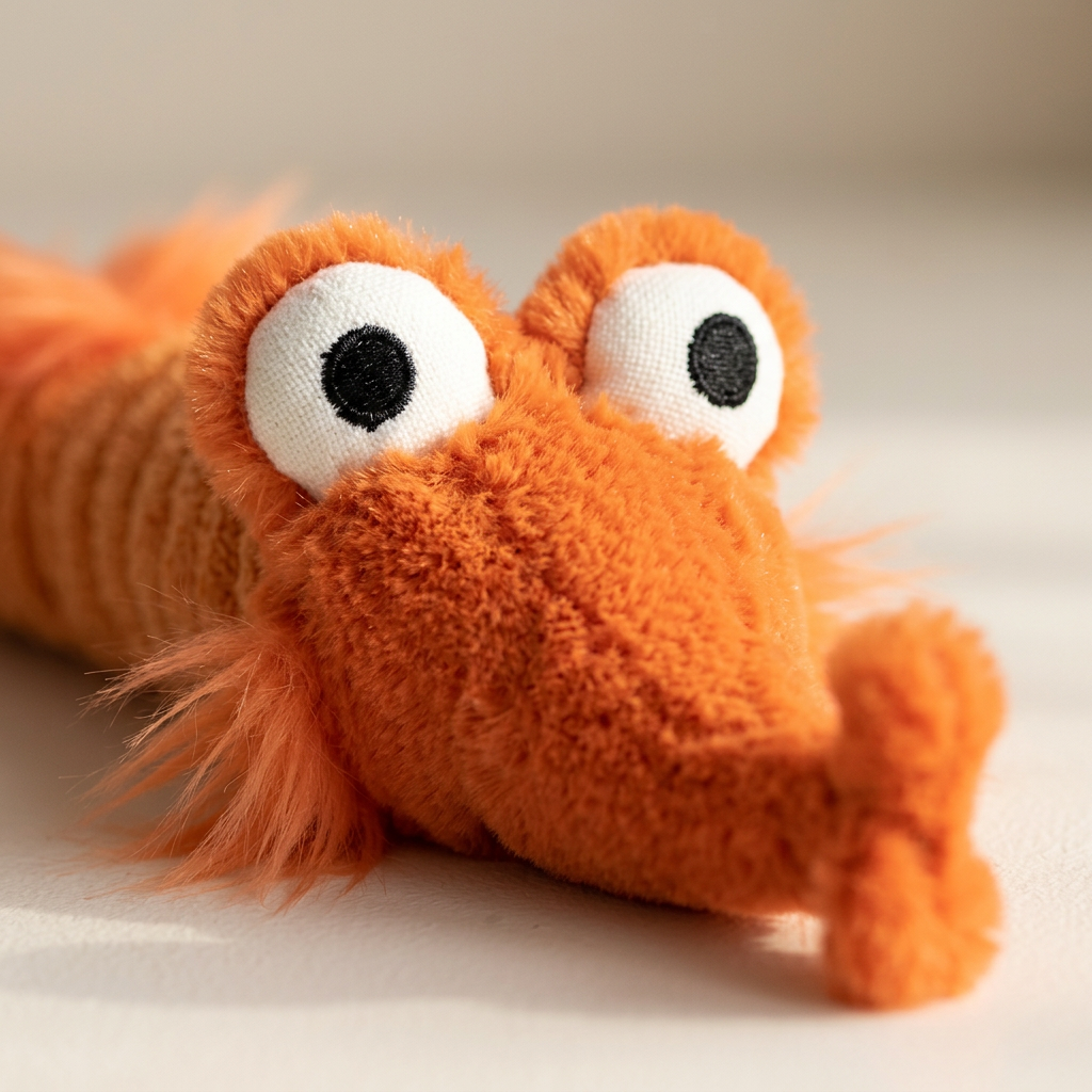 Goofy Big-Eyed Shrimp Plush —  Corduroy Prawn Toy 🦐👀