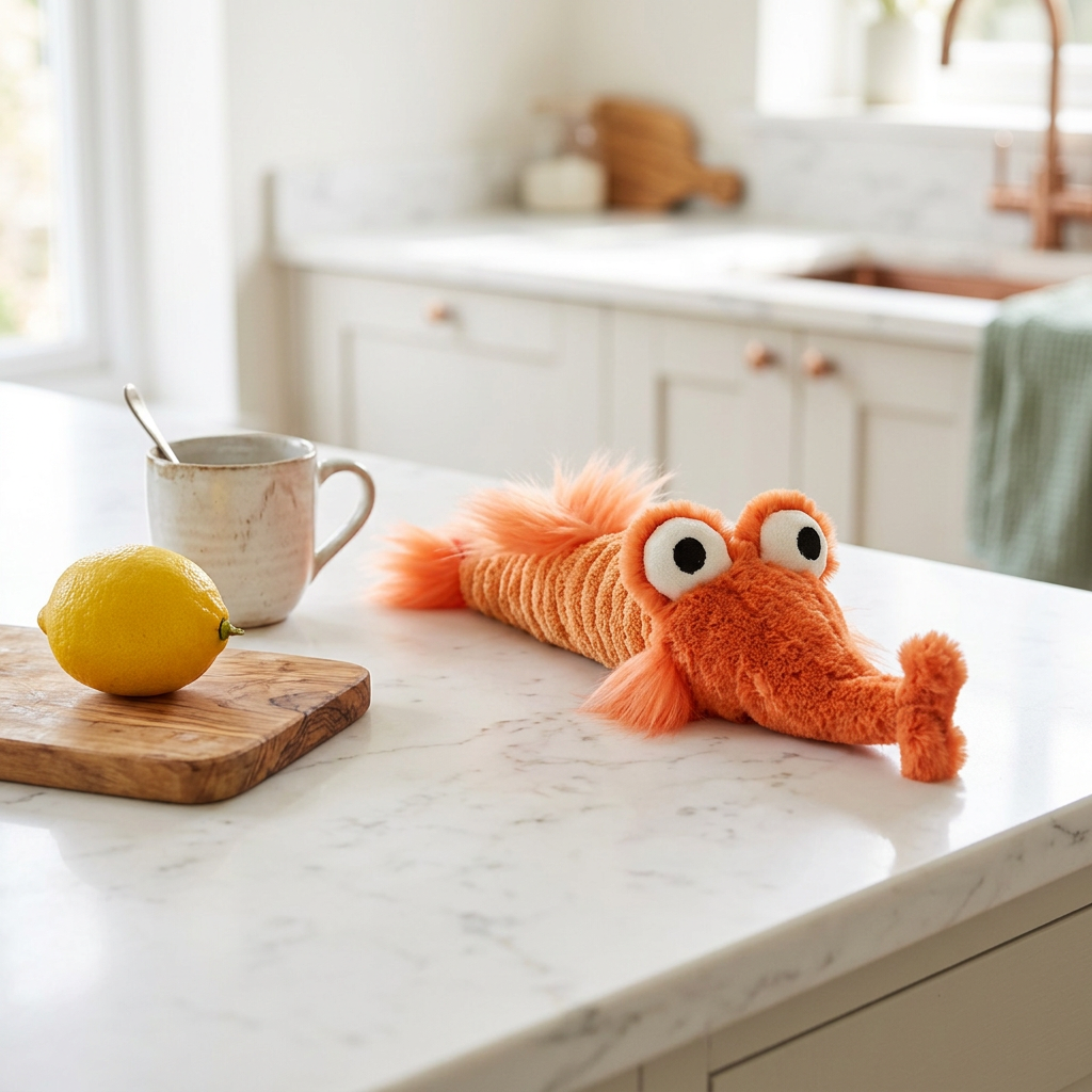 Goofy Big-Eyed Shrimp Plush —  Corduroy Prawn Toy 🦐👀