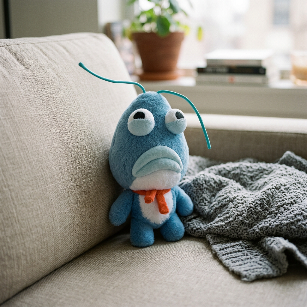 Quirky Blue Alien Monster Plush —  Deadpan Critter Toy 👽💙