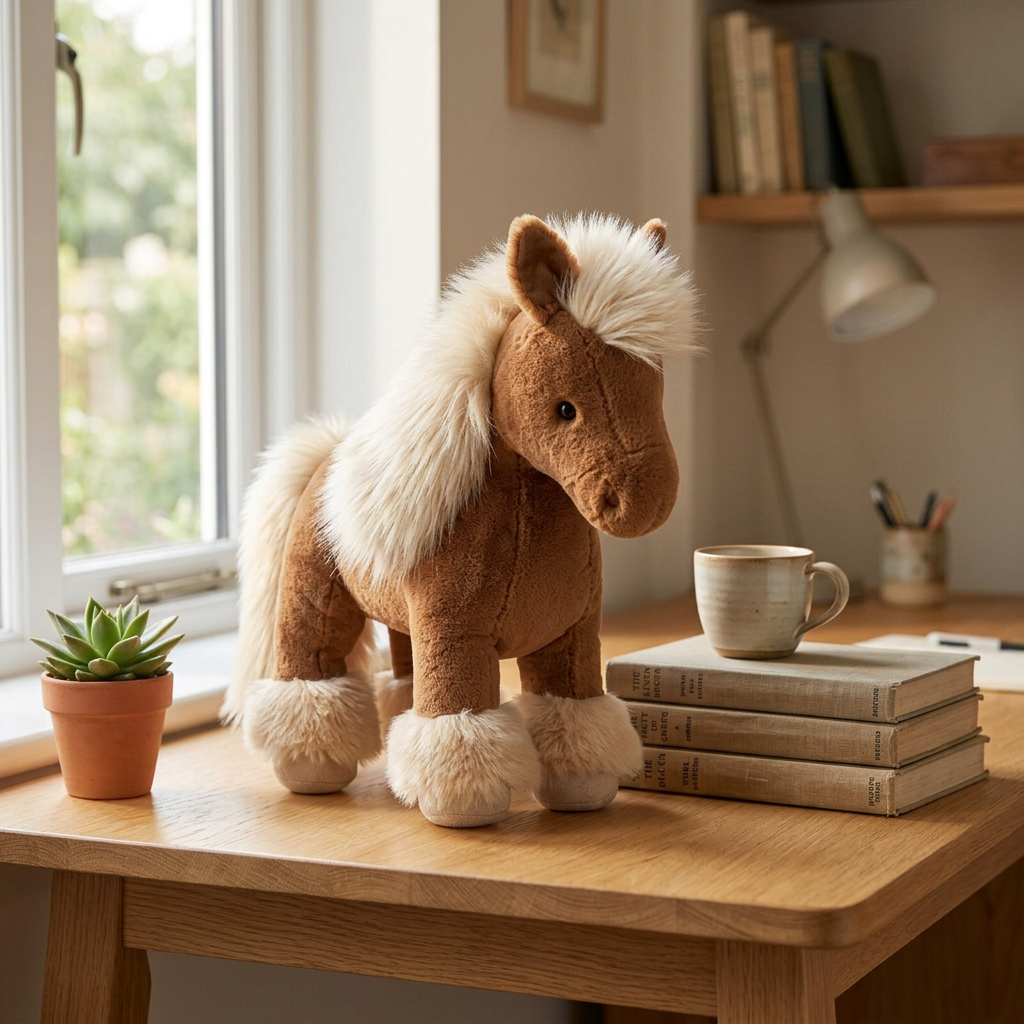 Toffee Shetland Pony Plush —  Fluffy Mane Standing Horse Toy 🐴✨