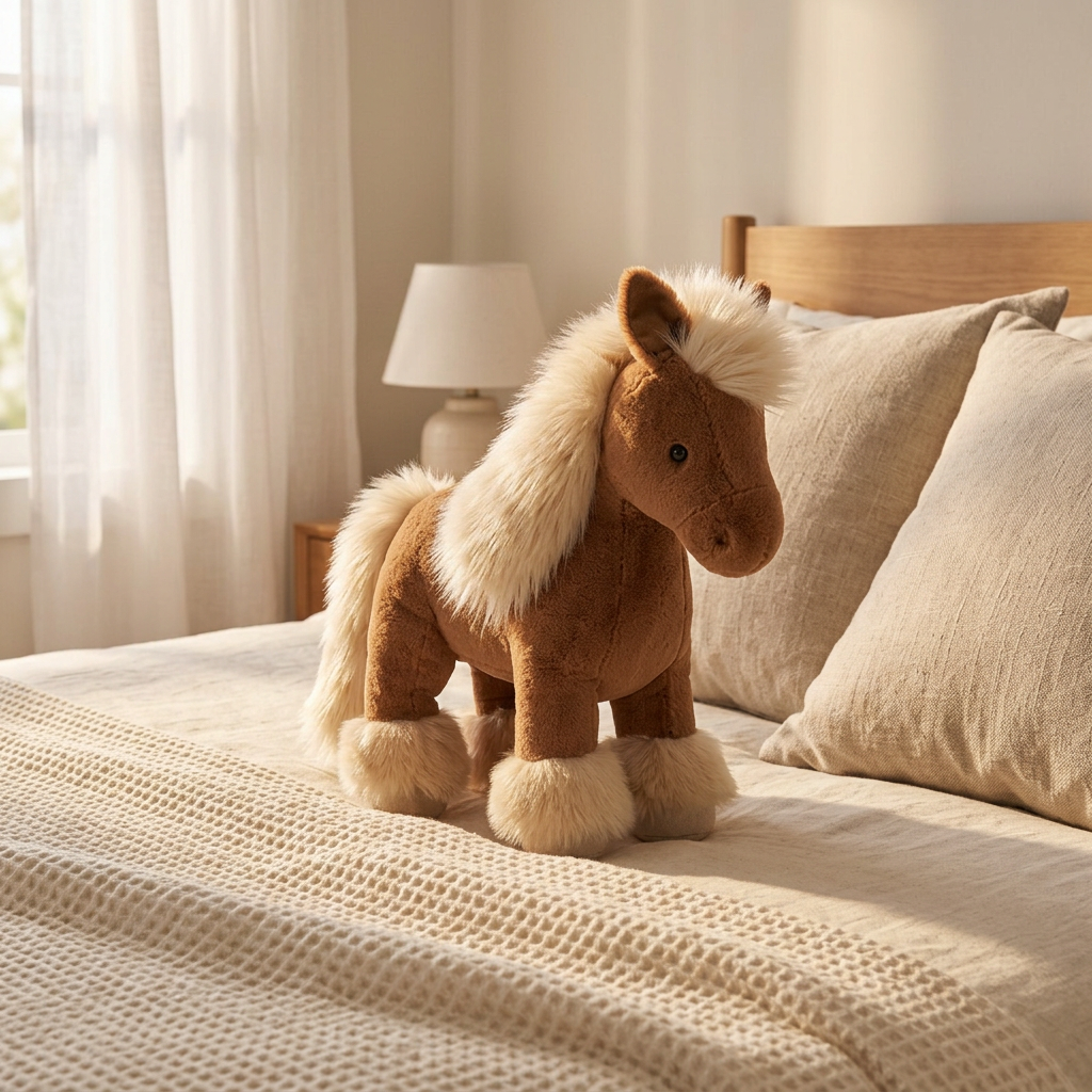 Toffee Shetland Pony Plush —  Fluffy Mane Standing Horse Toy 🐴✨