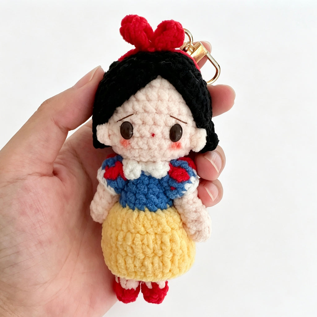 Handmade Crochet Princess Girl Doll Keychain | 11cm Plush Toy