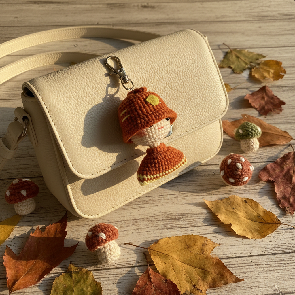 Mushroom Girl — A Little Piece of the Forest 🍄🌿 | Handmade Crochet Keychain