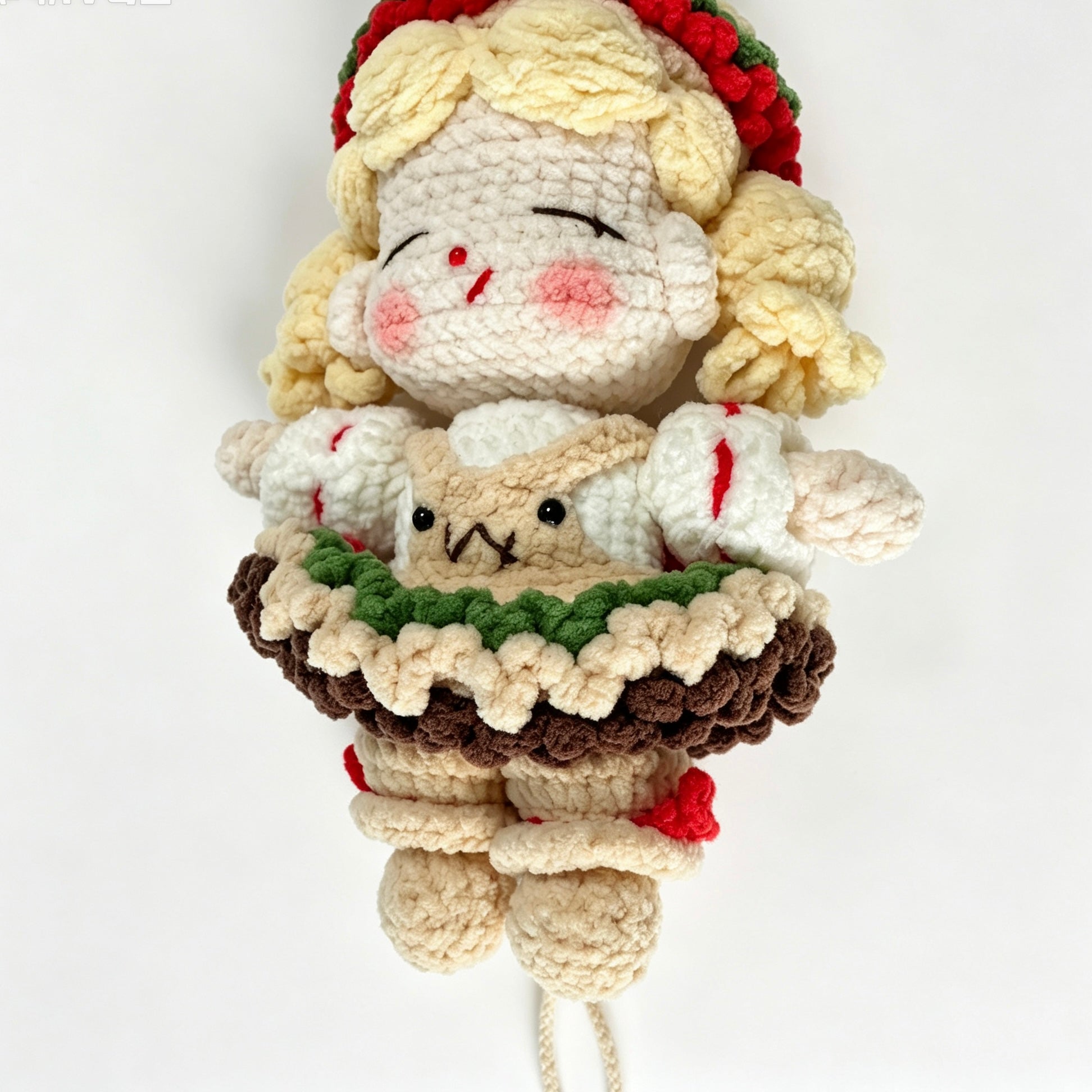 Burger Girl Amigurumi Charm — Handmade Crochet Keychain Doll
