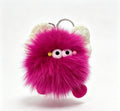White Bow Fuzzy Monster — Faux Fox Fur Berry Bag Charm 🎀💖