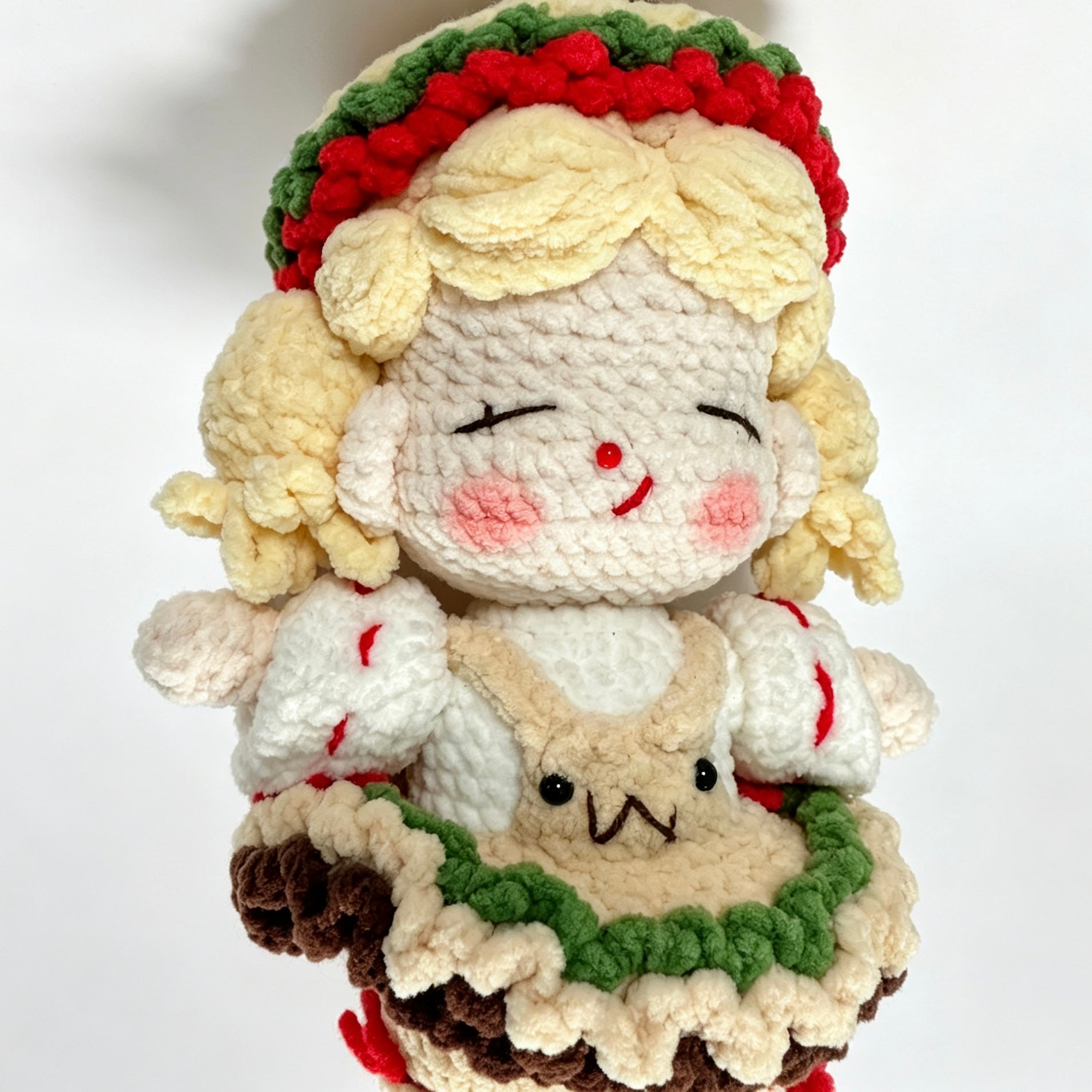 Burger Girl Amigurumi Charm — Handmade Crochet Keychain Doll