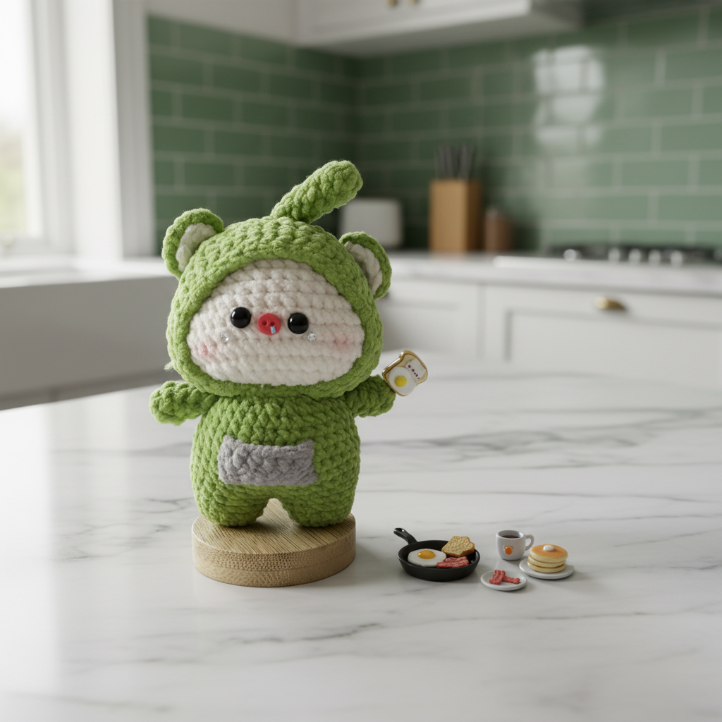 Breakfast Piggy — Breakfast Comes First 🐷🍳 | Handmade Crochet Figurine